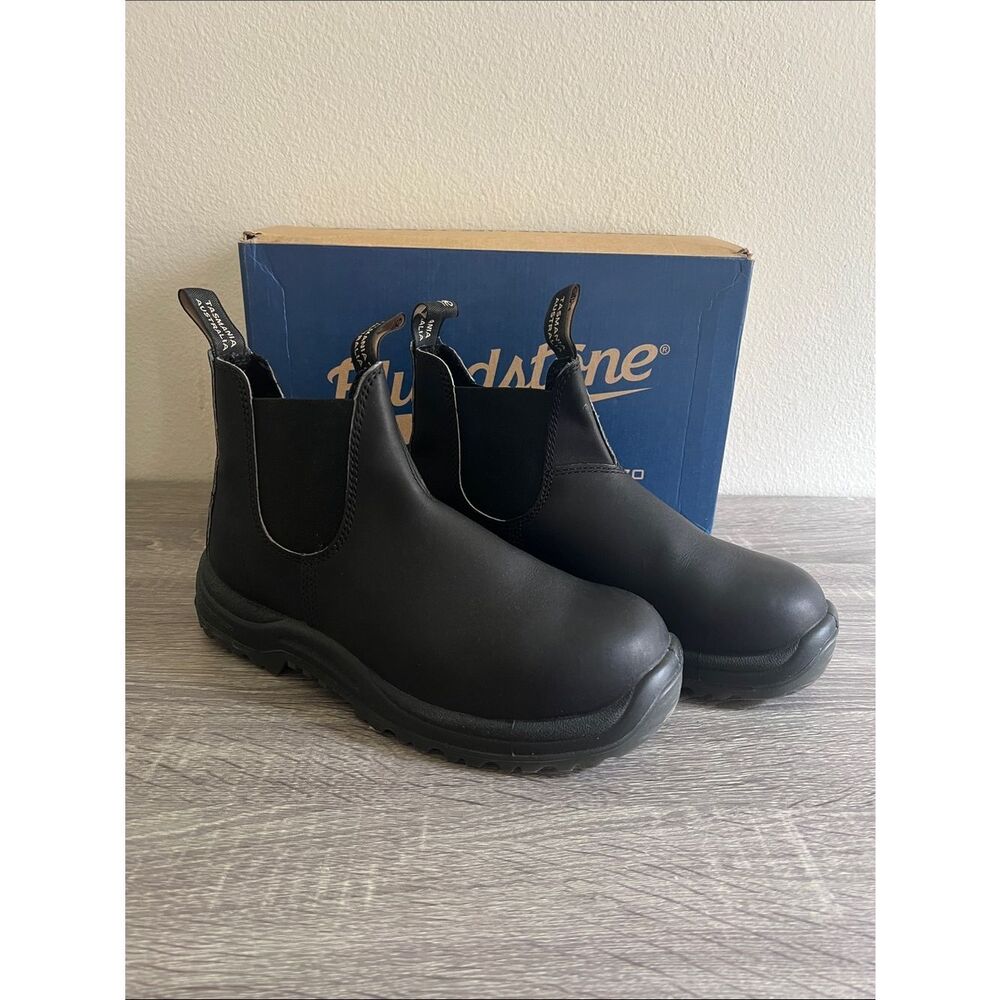 Blundstone 179 Safety Chelsea Work Boots Black Leather Mens 8.5 Womens 10.5